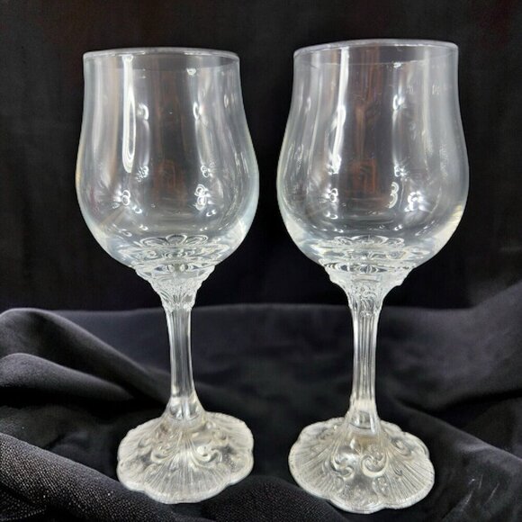 Rosenthal Monbijou Classic Rose Drinking Clear Crystal Water Goblet Glass Set 2 - Picture 1 of 11
